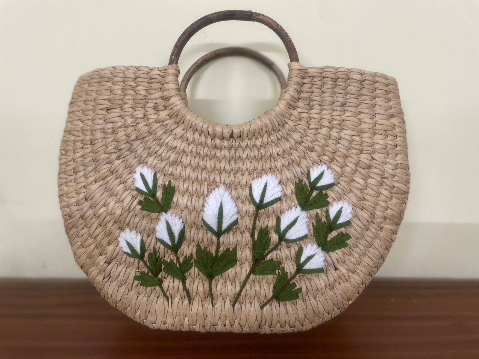 Handwoven Crescent Straw Bag