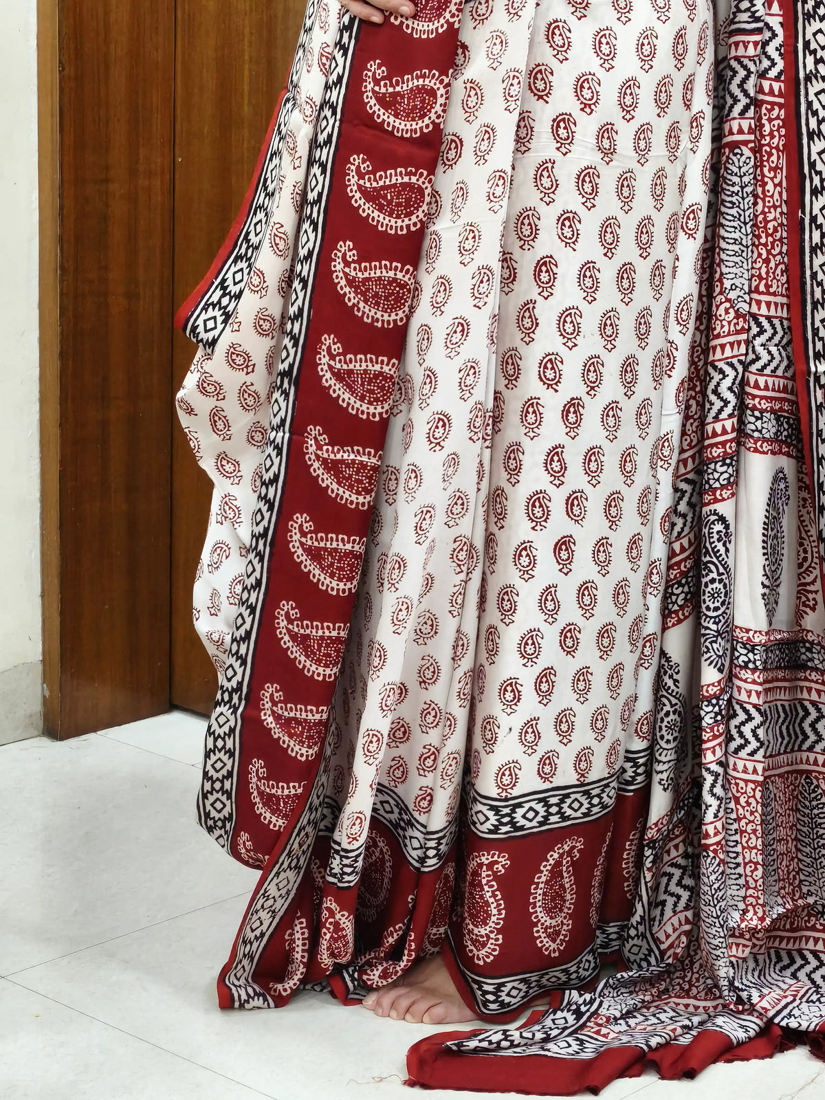Shilapanjali – Hand Block Printed Modal Silk Saree