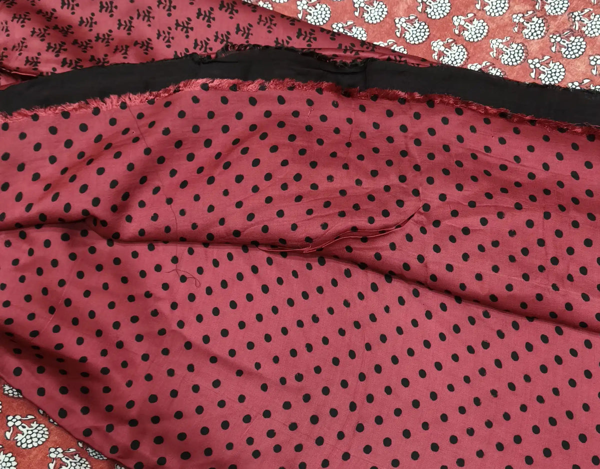 Maroon Hand Block Printed Modal Silk Saree