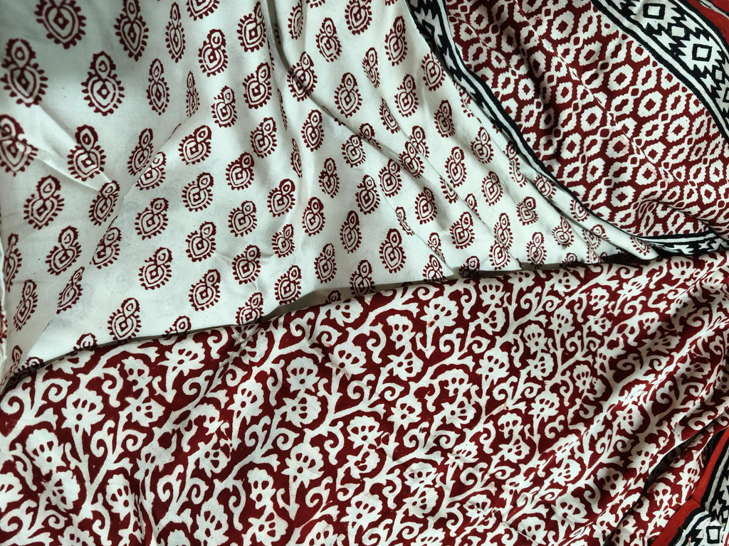 Raagrekha – Hand Block Printed Modal Silk Saree -Geometric Border