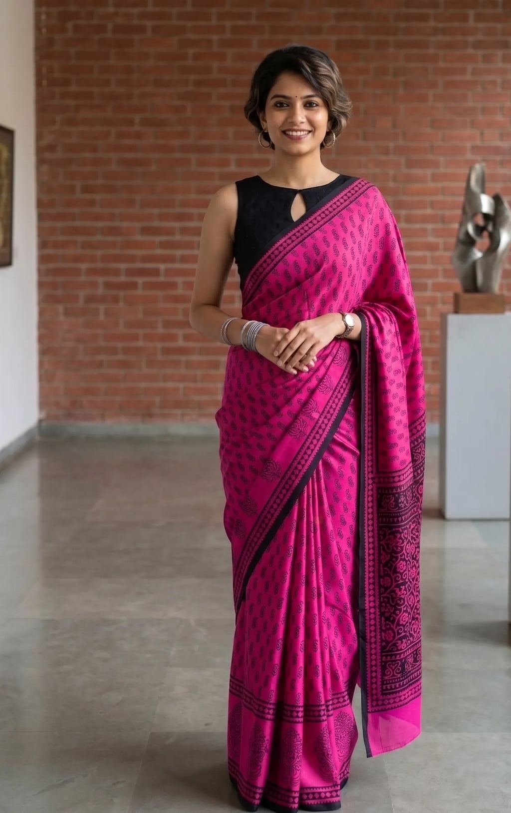 Modal Silk Saree(Fuchsia/ Pink)