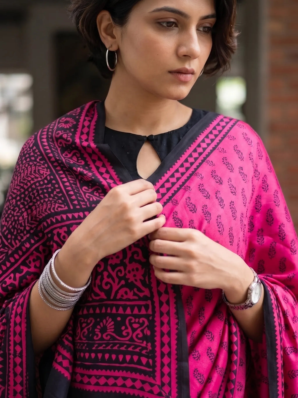 Modal Silk Saree(Fuchsia/ Pink)