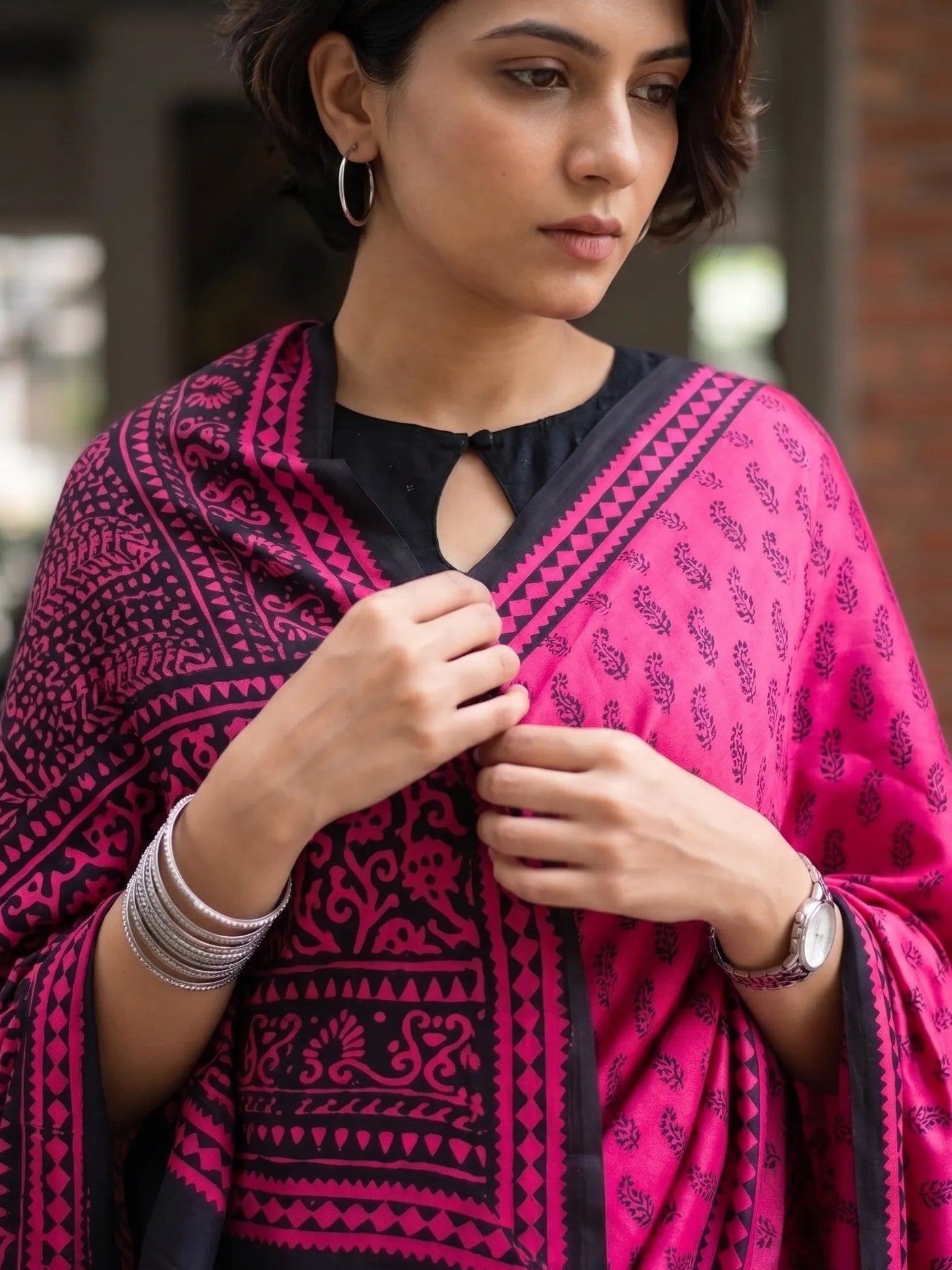 Modal Silk Saree(Fuchsia/ Pink)