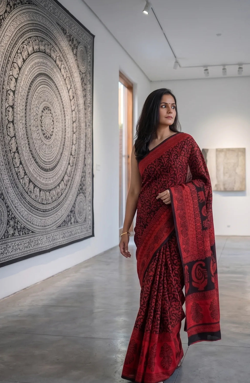 Modal Silk Saree(Red)