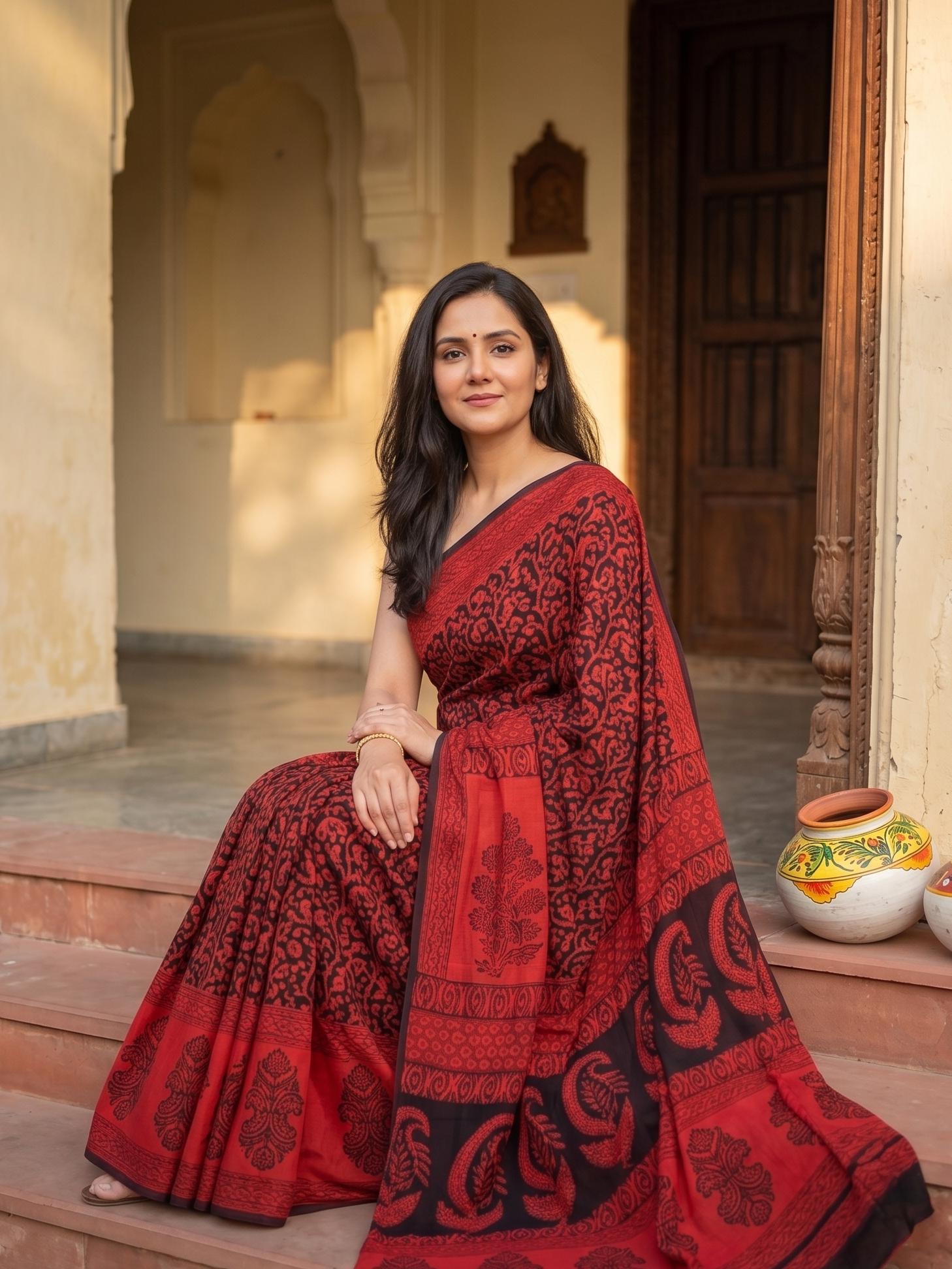 Modal Silk Saree(Red)