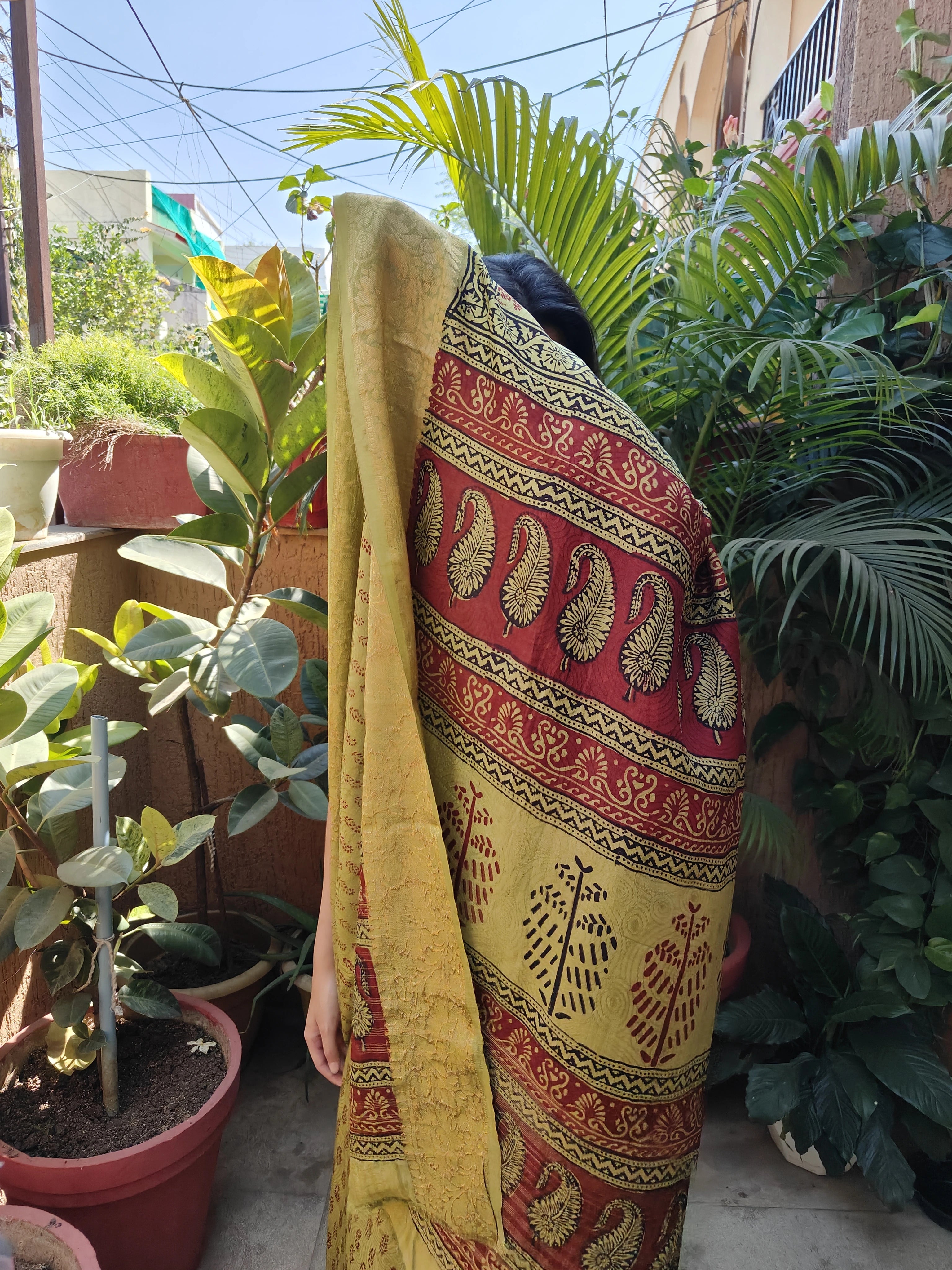 Bagh Print Dola Silk Saree (Mehndi Green)