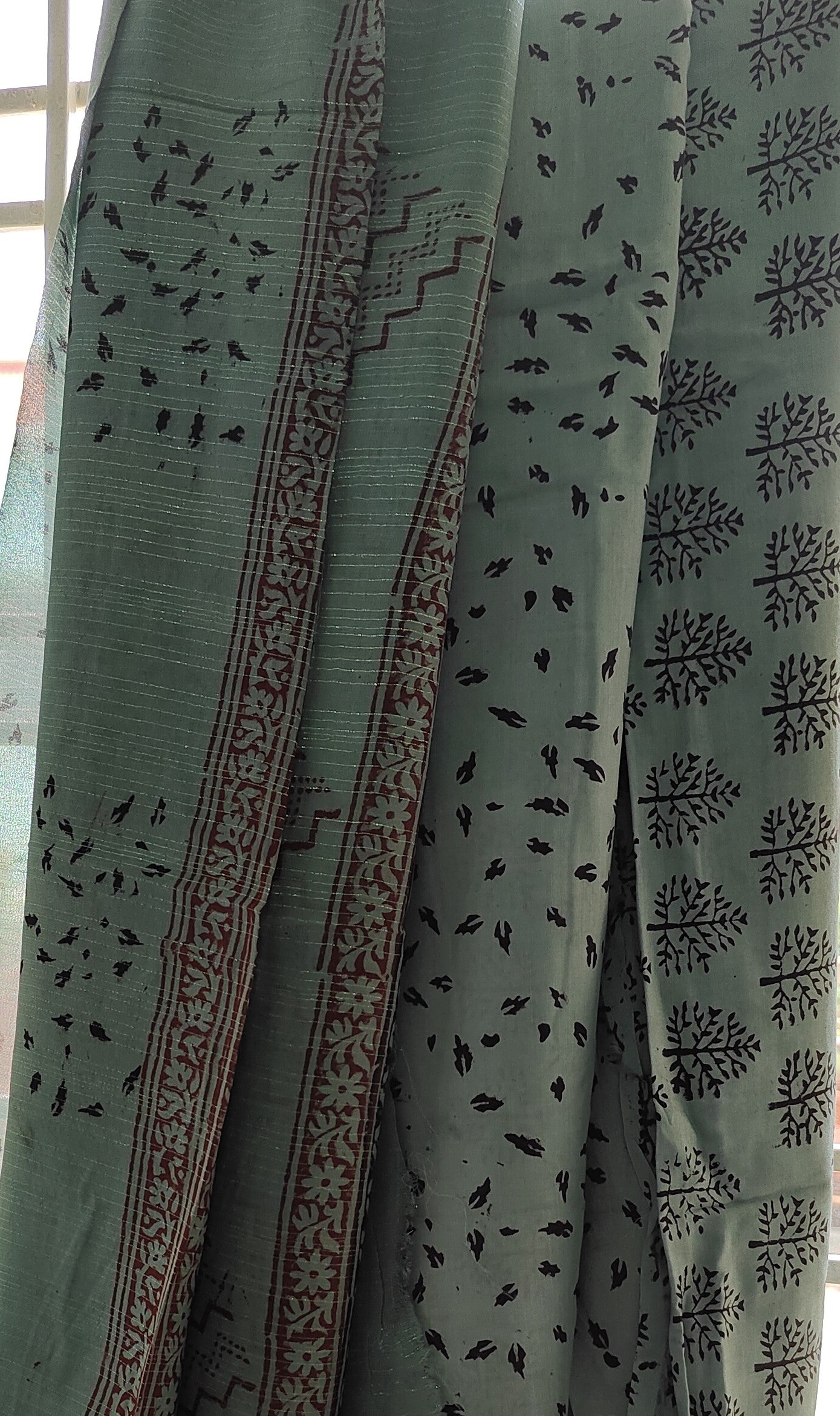 Authentic Dhar Bagh block print on fine muslin unstitched suit with a coordinating chiffon dupatta