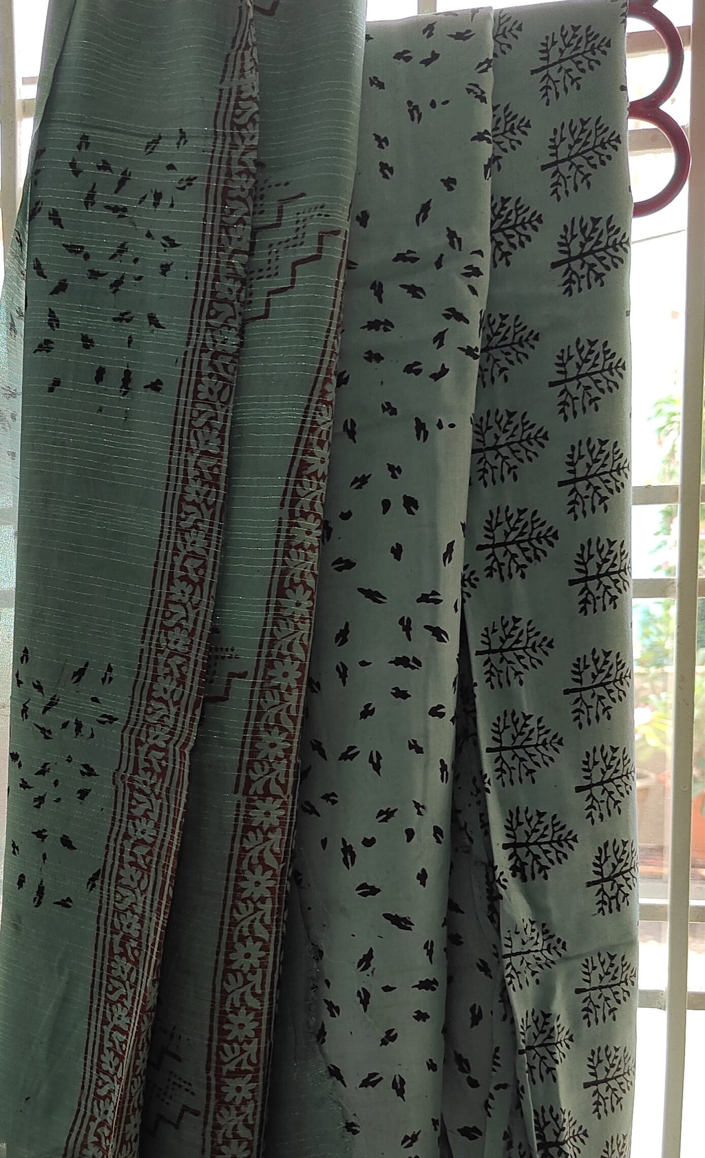 Authentic Dhar Bagh block print on fine muslin unstitched suit with a coordinating chiffon dupatta