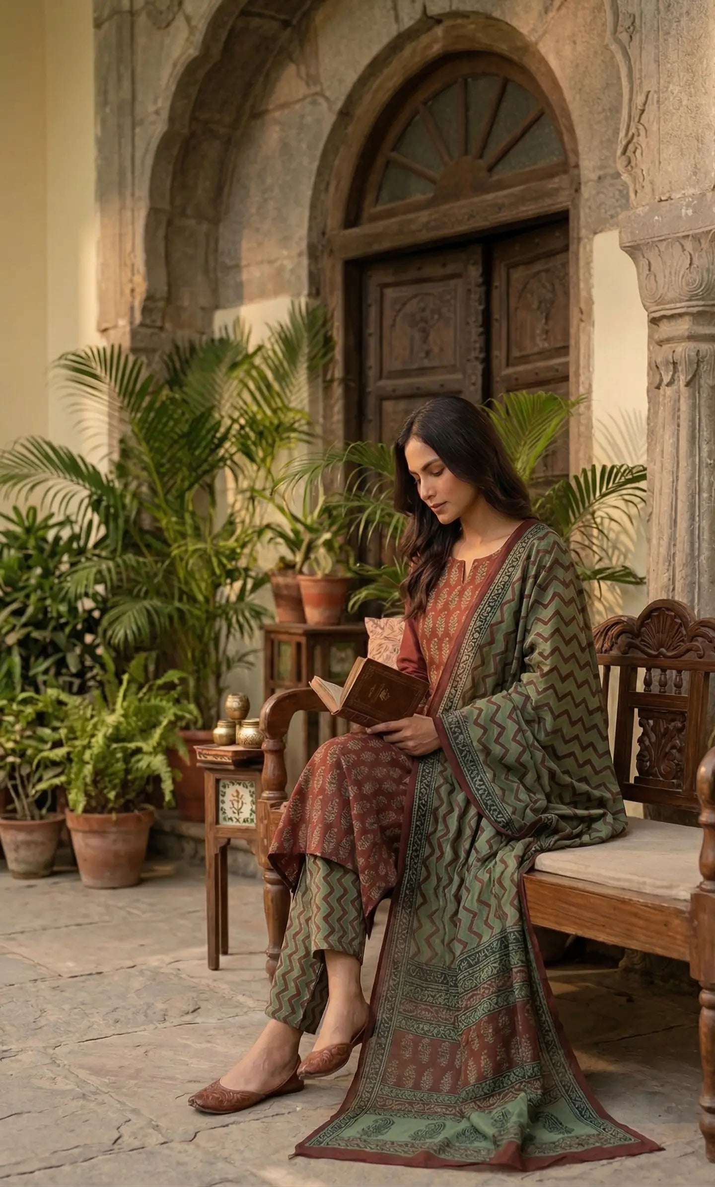 Handmade Bagh Block Print Pure Cotton Unstitched Salwar Suit (Maroon)