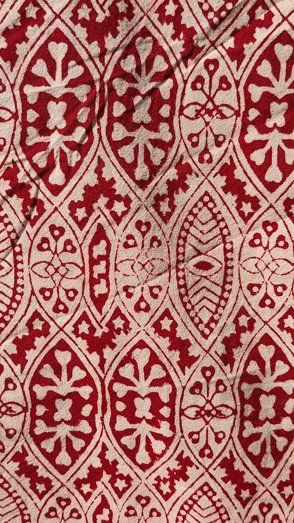 Set of handmade Bagh block print in traditional offwhite with red  big  block and madder red pattern with big leaf bold border three curtains
