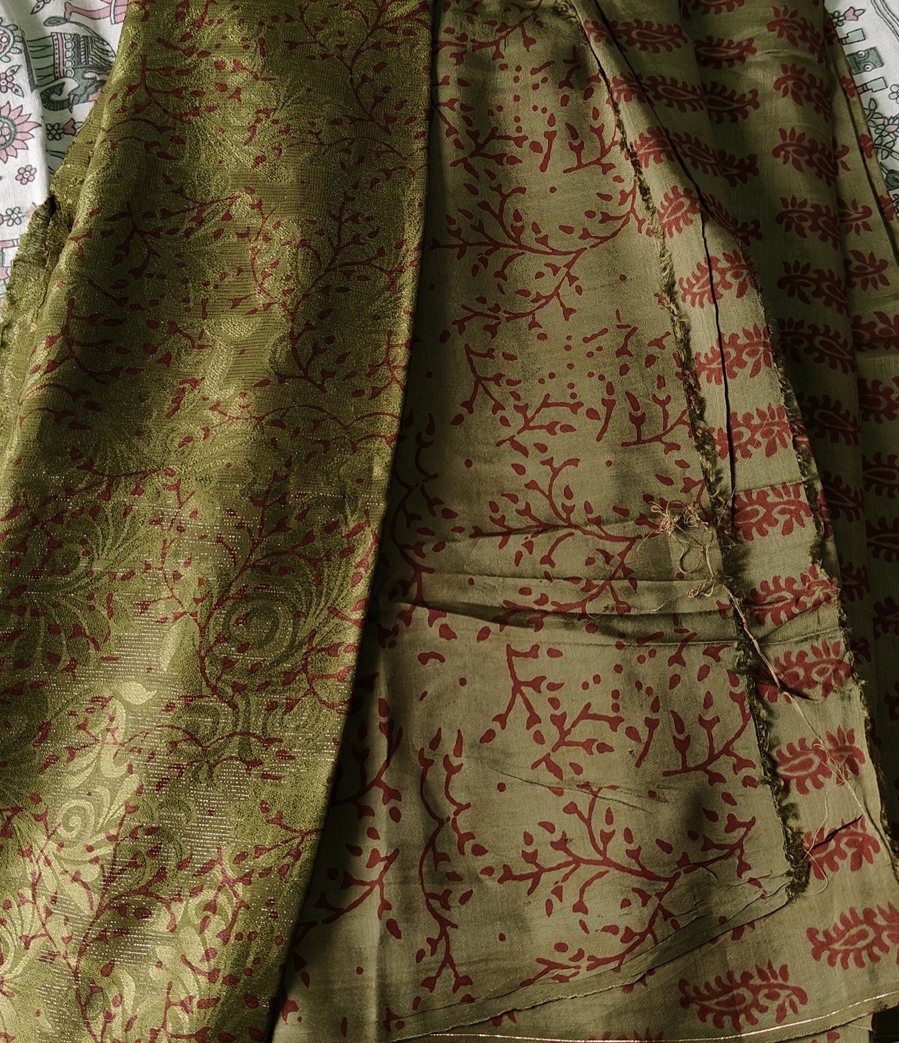 Authentic Dhar Bagh block print on fine muslin unstitched suit with a coordinating chiffon dupatta.