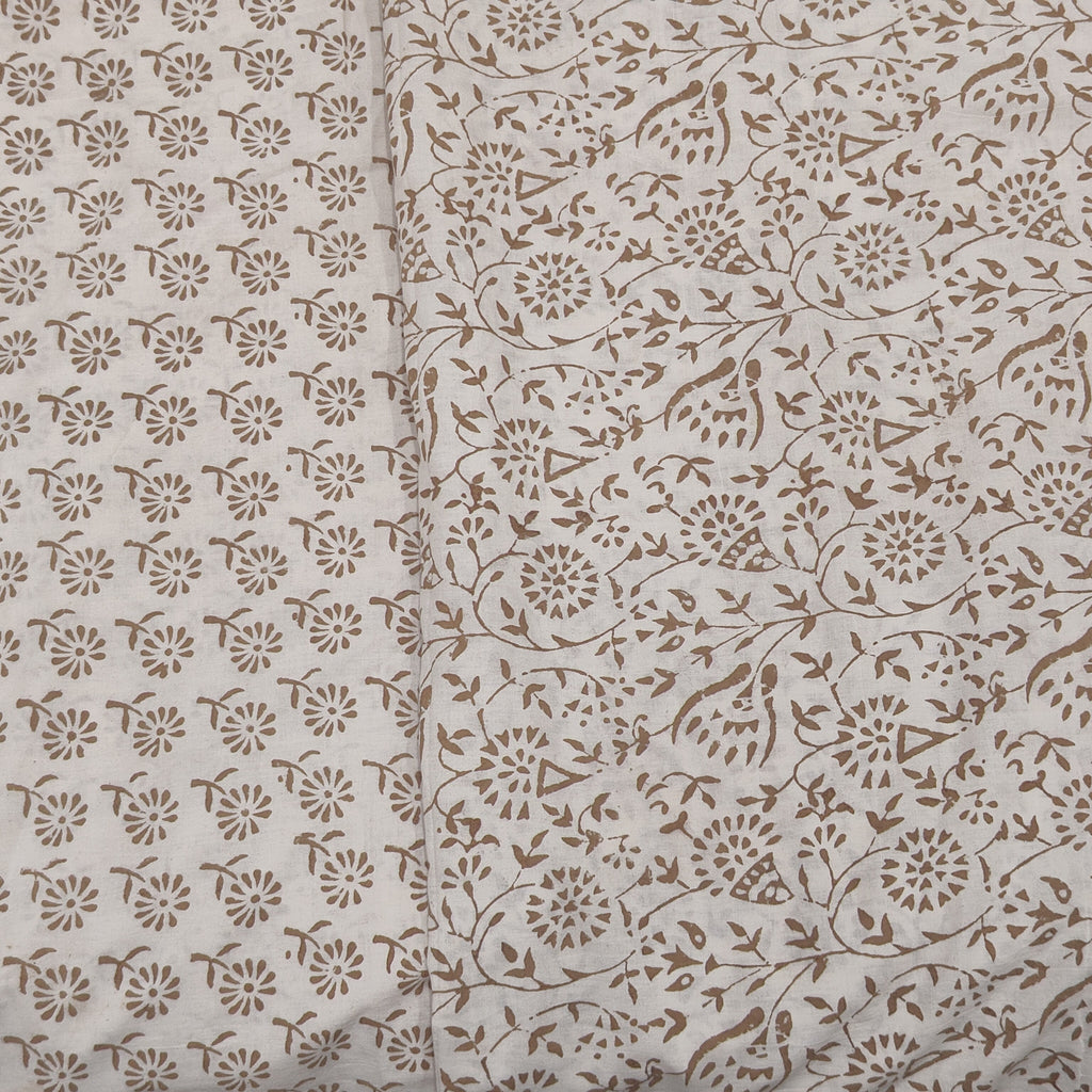 Authentic Dhar Bagh grey block print unstitched pure cotton suit set with dupatta for summer wear