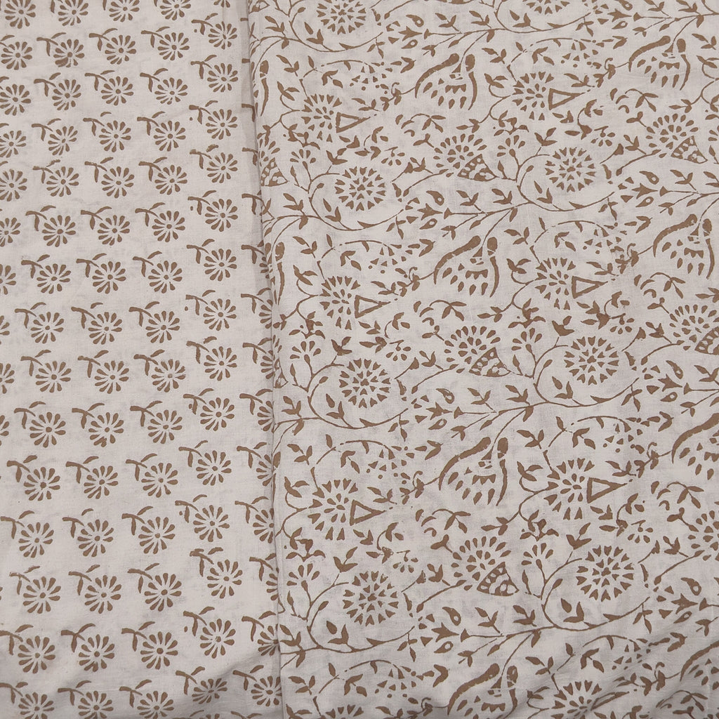 Authentic Dhar Bagh grey block print unstitched pure cotton suit set with dupatta for summer wear