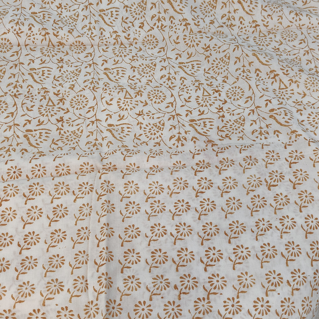 Authentic Dhar Bagh block print unstitched pure cotton suit set with dupatta for summer wear.