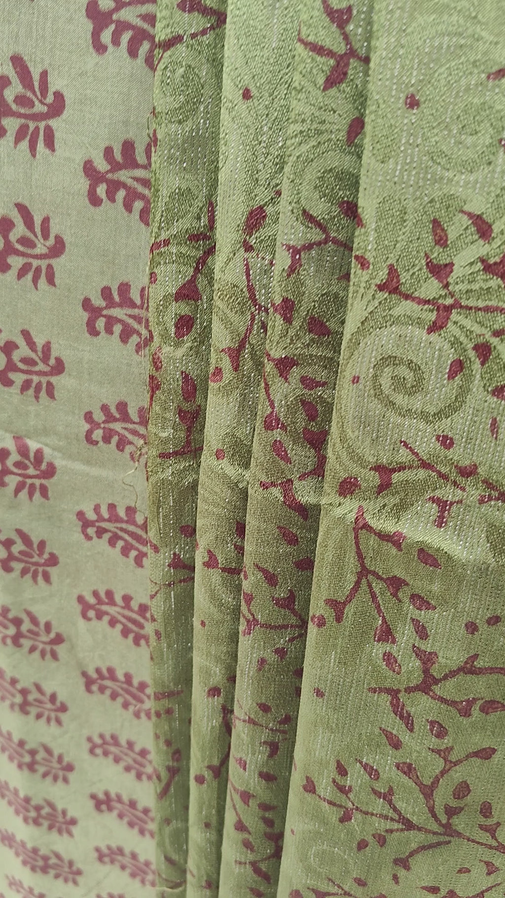 Muslin Bagh Print Suit material with Chiffon Duppatta (Mehndi Green)